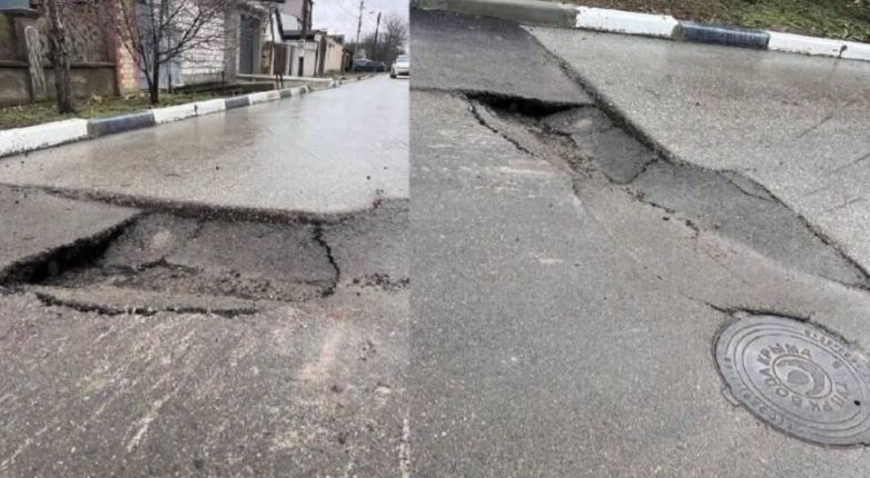 На дороге в Симферополе провалился асфальт
