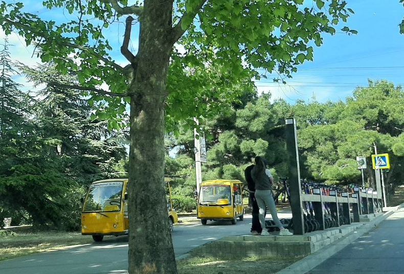 Электромобили вновь возят отдыхающих к набережной севастопольского Парка Победы (фото)